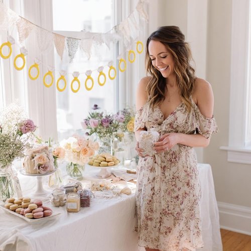 Bachelorette Party Decorations, Bride to Be Banner, Bridal Shower Decorations, Engagement Party Decor, "She Said Yes" Glitter Diamond Ring Backdrop - Pre-Strung