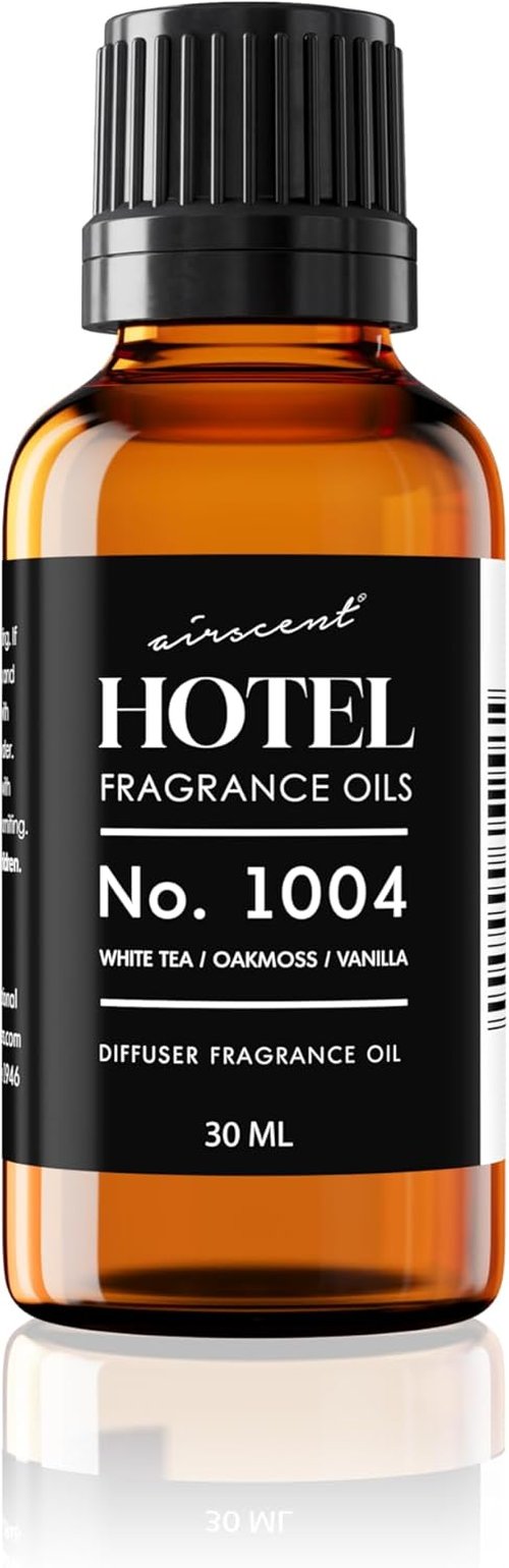AirScent Hotel Diffuser Oil No. 1004 - White Tea, Oakmoss & Vanilla - Premium Fragrance for Ultrasonic Diffusers | 30 mL Glass Bottle with Dropper