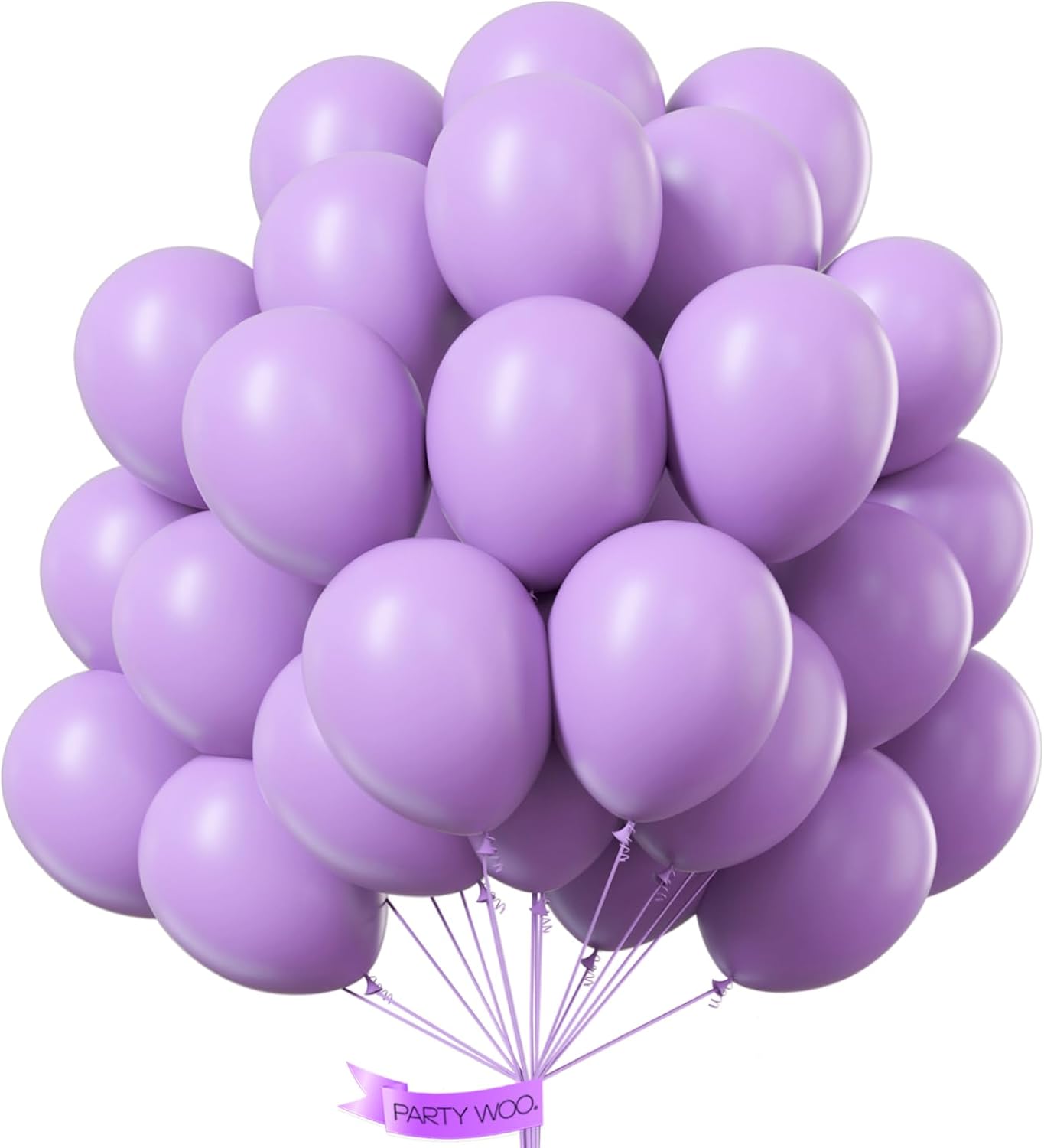 PartyWoo Lavender Balloons - 100pcs 12 Inch Light Pastel Purple Latex Helium Balloons for Celebrations