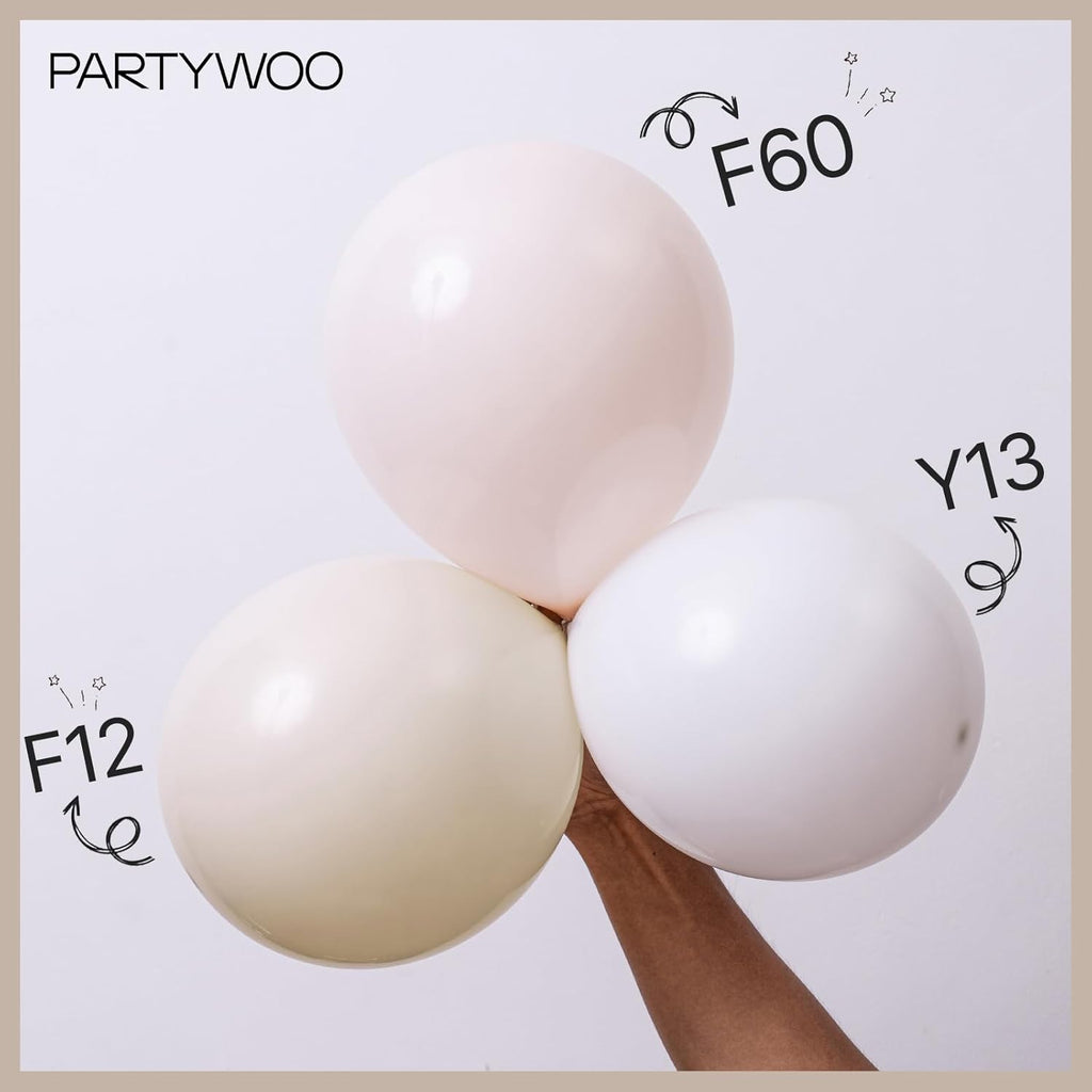 PartyWoo White Balloons - 155-Piece Matte Latex Balloon Arch Kit for Weddings & Celebrations | 5-12 Inch Sizes