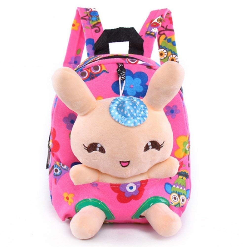Suerico Cute Kids Toddler Backpack Plush Toy Snack Travel Bag Pre-School Bags for Girls(Pink)