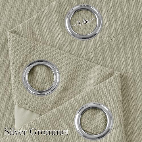 NICETOWN Linen Beige Blackout Curtains 42" x 63" (Set of 2) - Grommet Top Privacy Panels for Living Room & Kitchen