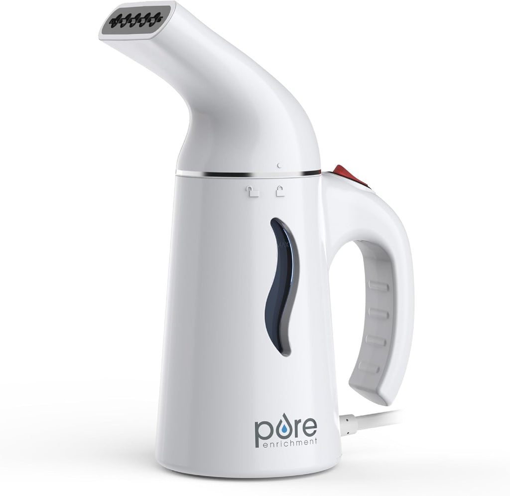 Pure Enrichment Portable Fabric Steamer - Fast-Heating Handheld Travel Steamer for All Fabrics | Lightweight & Safe (White)