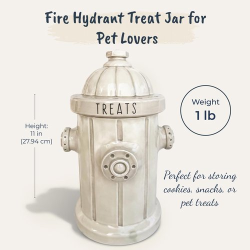 Blue Sky Ceramic Fire Hydrant Treat Jar, White