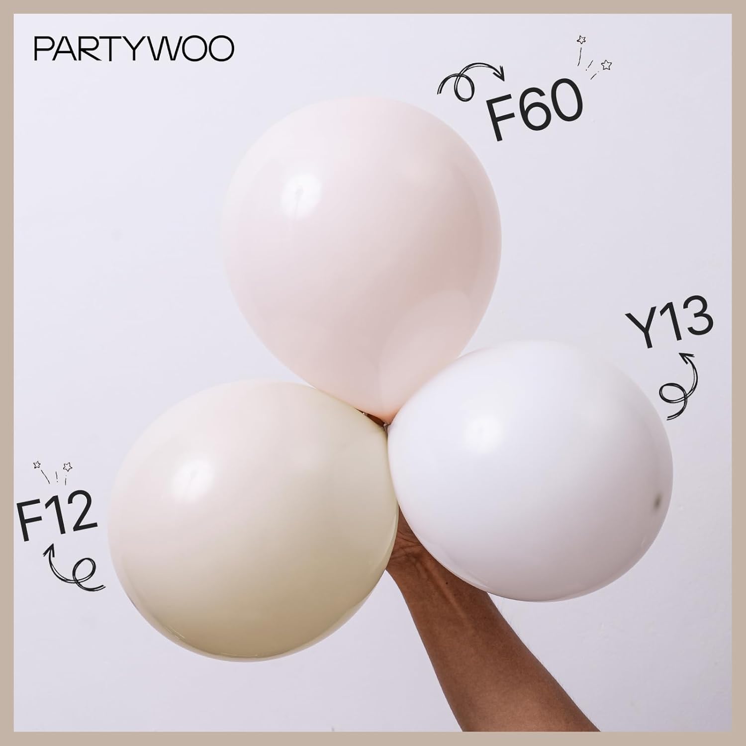 PartyWoo White Sand Balloons - 101pcs 12 Inch Off White Beige Cream Latex for Weddings & Events