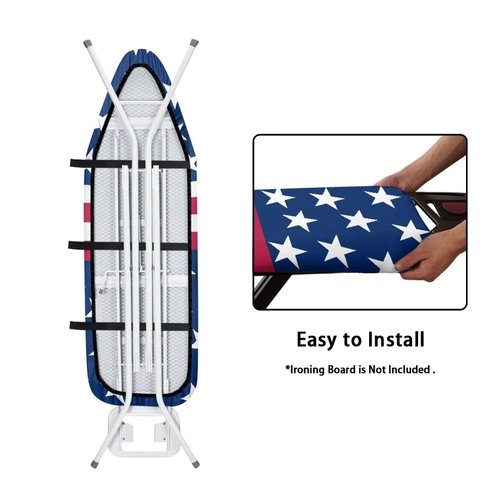 Suhoaziia American USA Flag Heavy Duty Patriotic Iron Board Covers Non Stick Scorch Washable Easy-Fit Ironing Board Cover with Hook and Loop Fastener Strap Independence Day Decor