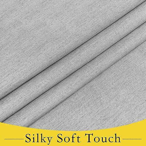 NICETOWN 100% Blackout Linen French Door Curtain, 26"W x 50"L - Light Grey