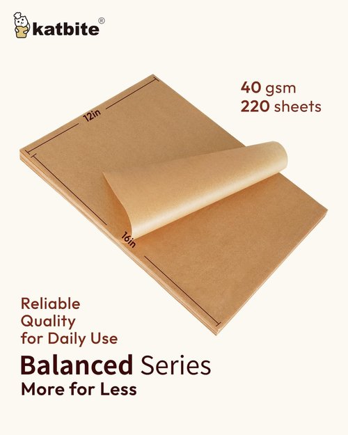 Katbite Parchment Paper Sheets - 220 Pcs Unbleached Non-Stick Baking Paper, 12x16 Inches | Perfect for Baking & Air Frying