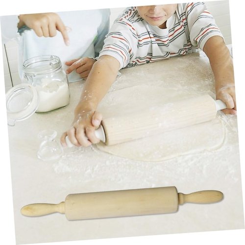 Classic Wood Rolling Pin - 35cm Hardwood Dough Roller with Comfort Grip Handles for Baking