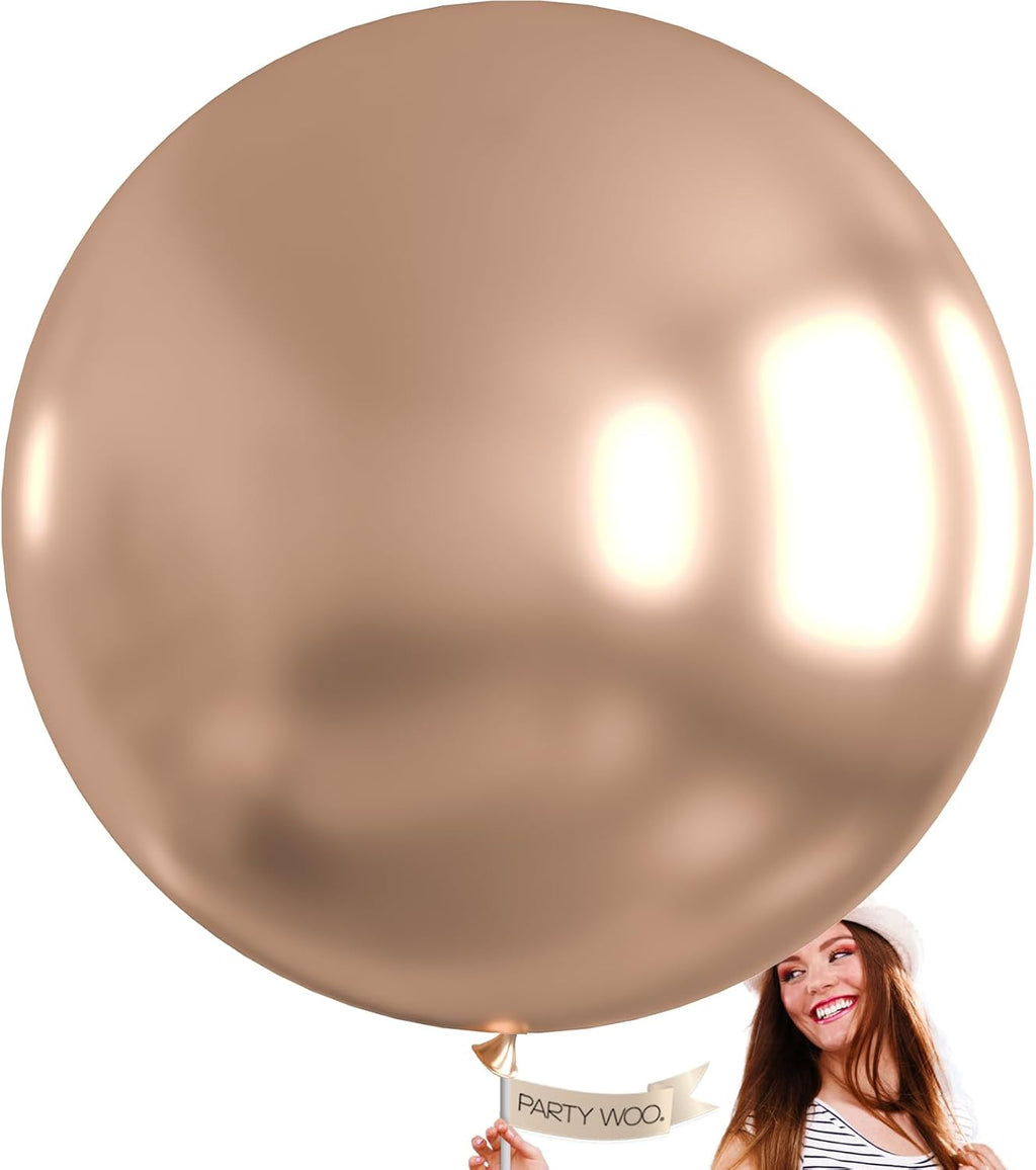 PartyWoo Metallic Rose Gold Balloons - 36 Inch Chrome Champagne Gold Latex - Perfect for Weddings & Celebrations