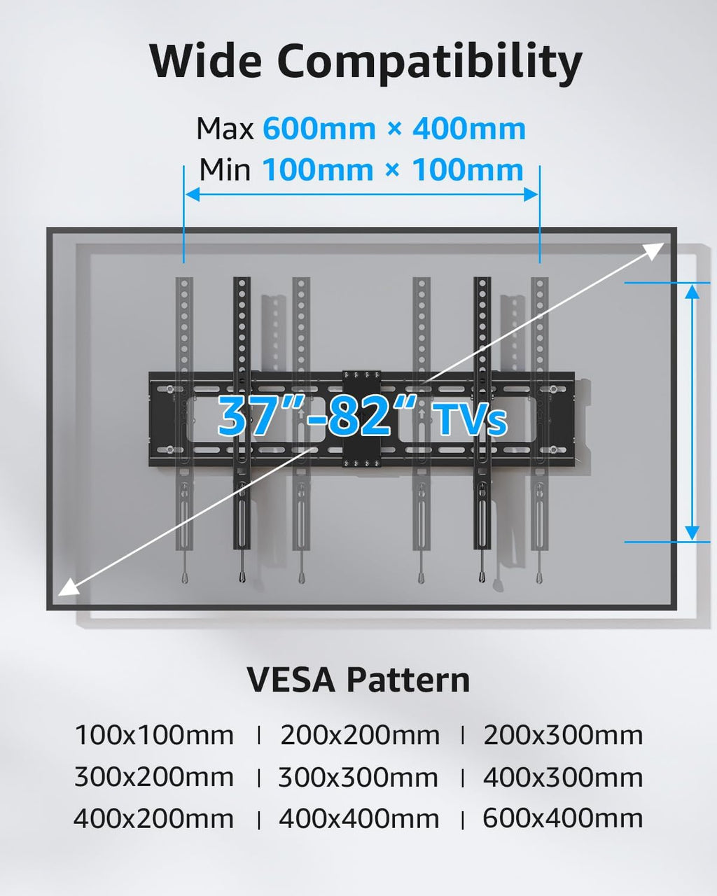 MOUNTUP Tilting TV Wall Mount Bracket - Fits 37-82 Inch Flat Screen/Curved TVs | Max VESA 600x400mm, 132 lbs Capacity