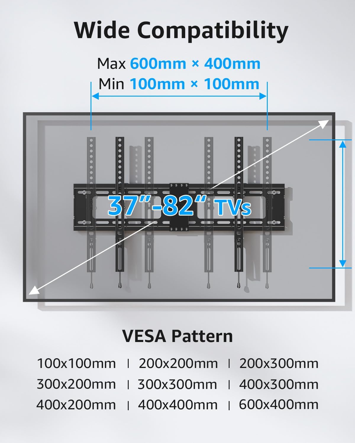 MOUNTUP Tilting TV Wall Mount Bracket - Fits 37-82 Inch Flat Screen/Curved TVs | Max VESA 600x400mm, 132 lbs Capacity