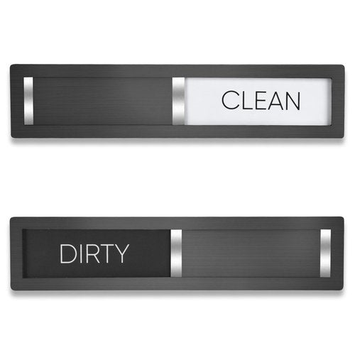 Dishwasher Magnet Clean Dirty Sign, HYF DESIGN Grade 304 Stainless Steel, Non-Scratch/Easy to Read & Slide/Strong Clean Dirty Magnet for Dishwasher, Extra Adhesive Tapes Included(Black-04)