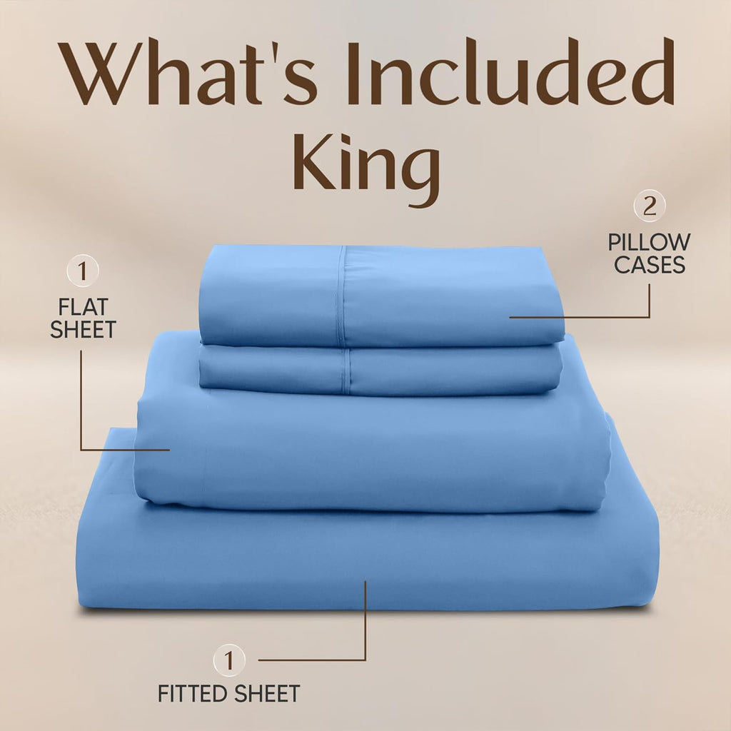 Utopia Bedding King Size Sheet Set - Soft & Breathable Microfiber, 4-Piece in Dutch Blue