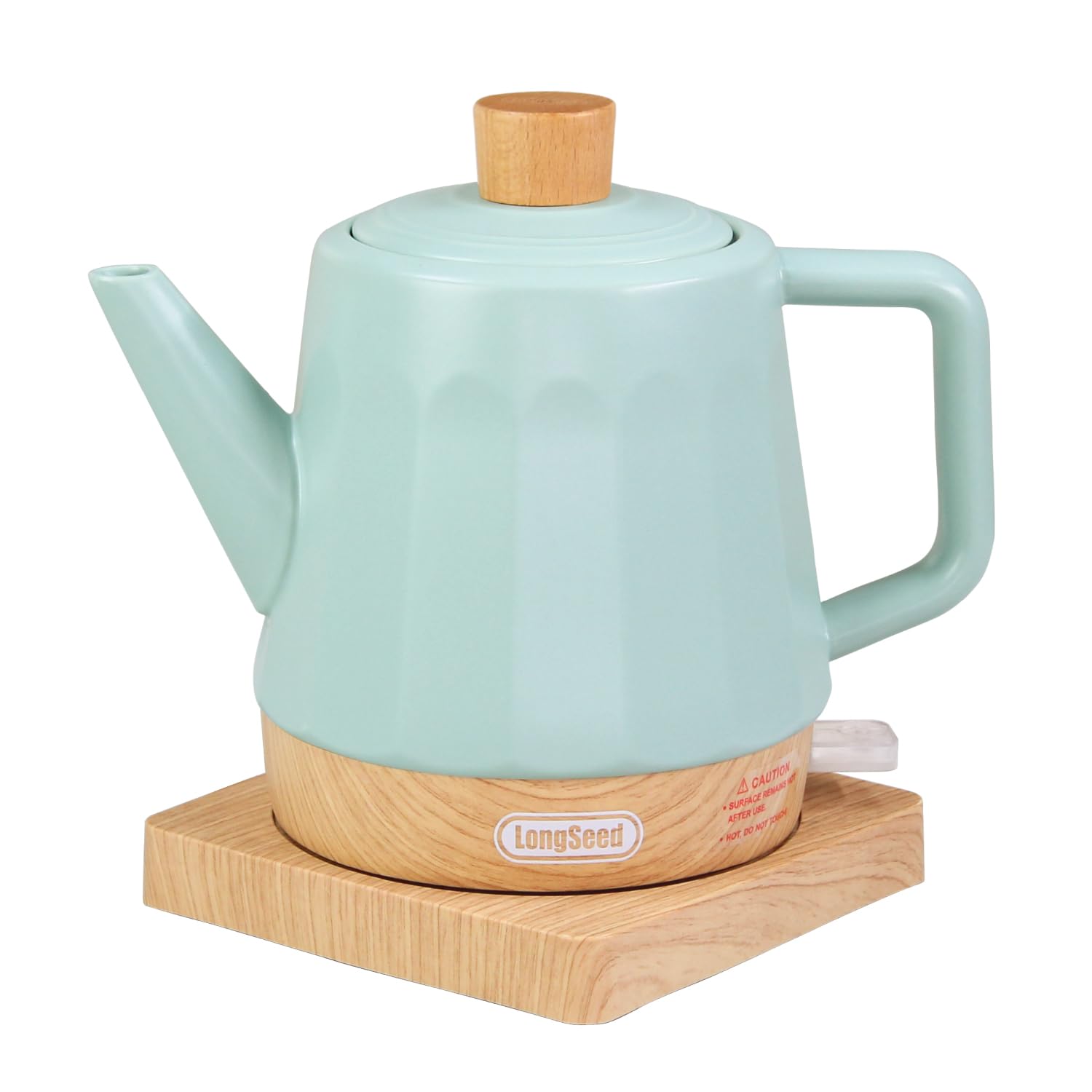 LONGSEED Electric Kettle Ceramic 1.2 qt, Automatic Shut Off, Fast Boiling Kettles Teapot, Hot Water Boiler For Coffee & Tea, Prevent Boil Dry, 1000W, Milky Green