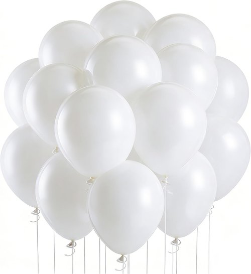 LOLStar 12-Inch White Latex Balloons - 100 Pcs Bulk for Wedding, Baby Shower, and Party Decorations
