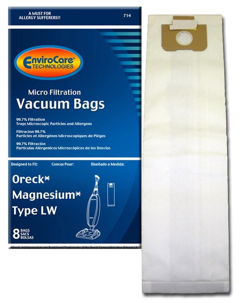 EnviroCare Replacement Vacuum Cleaner Dust Bags made to fit Oreck Magnesium Type LW Uprights 8 Pack