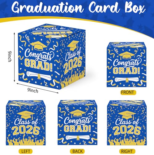 Graduation Card Box 2026 - Class of 2026 Gift Holder, 9x9x9