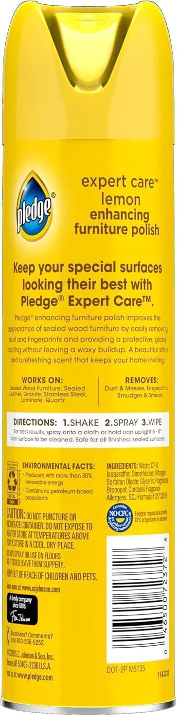 Pledge Enhancing Polish Spray - Wood & Stainless Steel Cleaner | Fast Shine, Scratch Protection, 9.7oz
