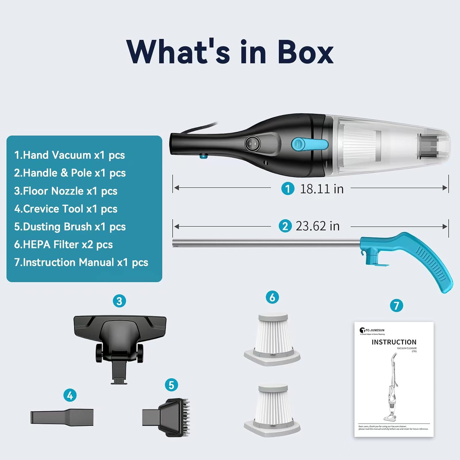 Skiennix Corded Vacuum Cleaner - 4-in-1 Lightweight Stick with 15Kpa Suction & HEPA Filter | Ideal for Pet Hair, Carpets & Hard Floors
