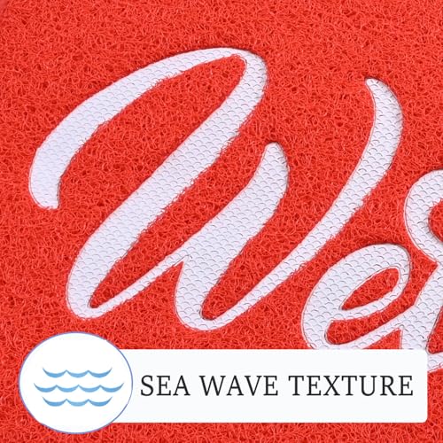 T.HENV 30x17.5 Waterproof Outdoor Christmas Door Mat - Red-White All-Season Welcome Rug