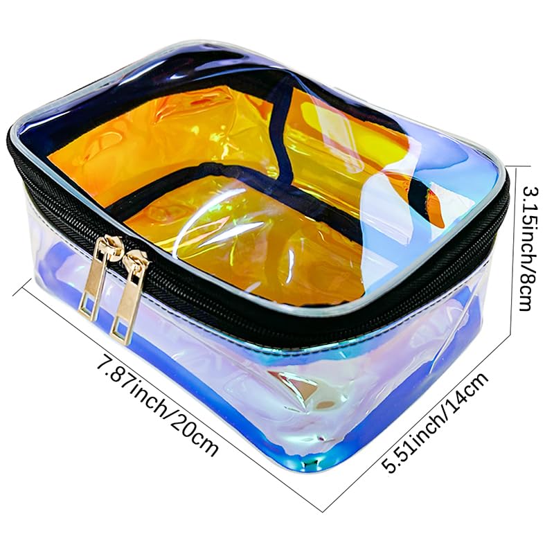 TotePrint Holographic Pink Makeup Bag Clear Travel Toiletry Pouch
