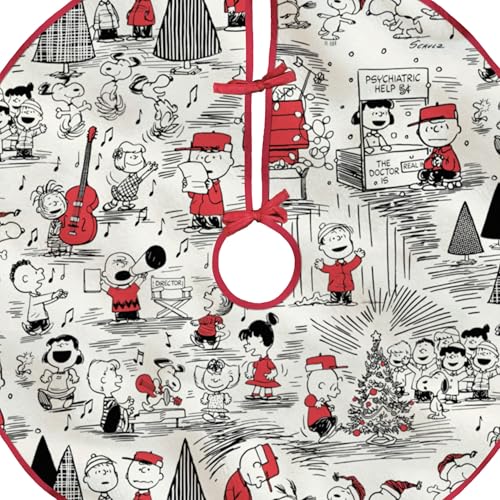 Peanuts Christmas Tree Skirt - 48 Inch Fabric Tree Decor for Peanuts Fans - Hallmark