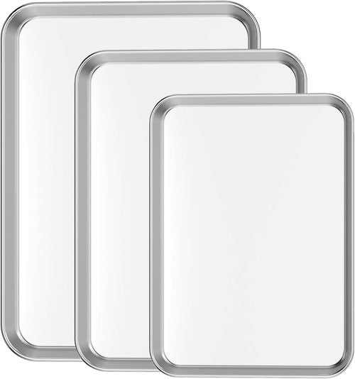 Bastwe Cookie Sheet Set - Commercial Grade Stainless Steel Baking Pans | Non-Toxic, Rust-Free, Easy Clean