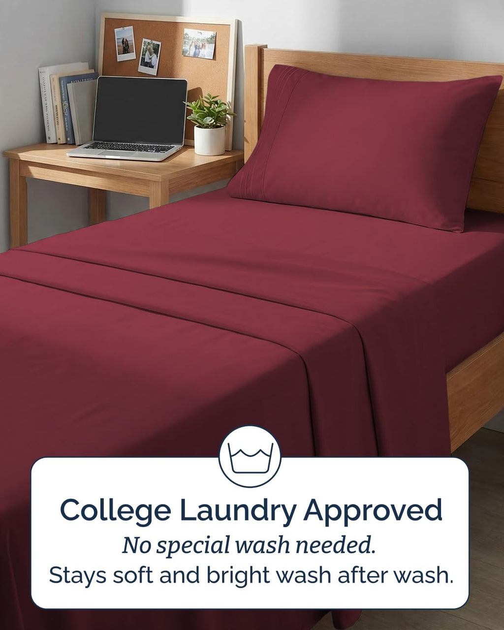 Skiennix Twin XL Sheet Set - Comfy Cooling 3-Piece Bedding - Soft, Wrinkle-Free, Deep Pockets - Burgundy