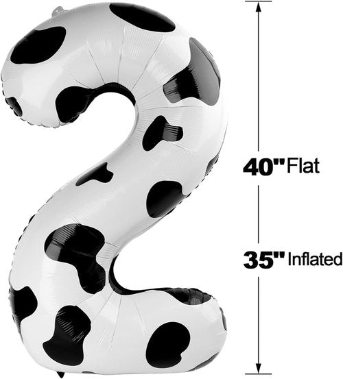 Cow Print Number 2 Balloon - 40 Inch Farm Animal Birthday Decoration for 2nd Birthday Party