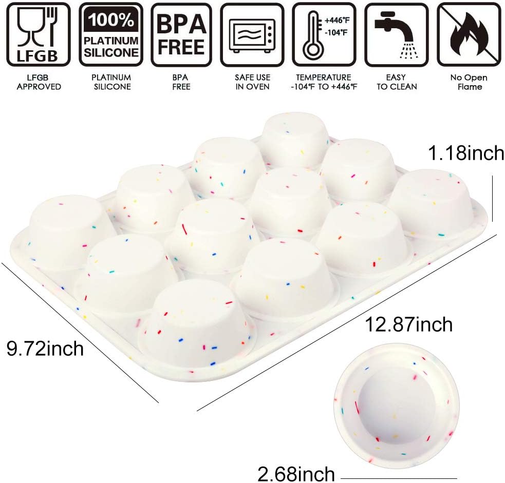 Silicone Muffin Pan by SHEbaking - Non-Stick 12-Cup Baking Tray for Easy Release | Durable & BPA-Free