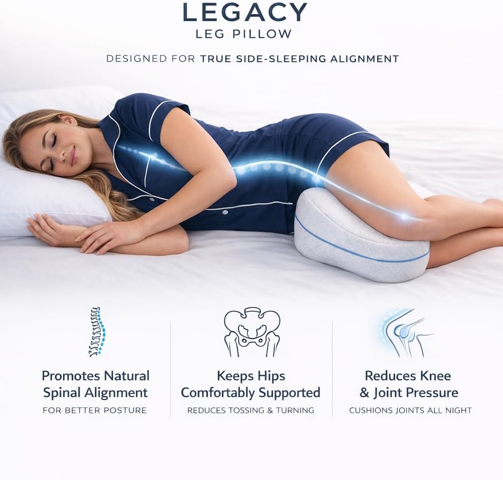 Contour Legacy - Leg & Knee Foam Support Pillow for Side Sleepers | Soothing Relief for Back, Hips, & Joints