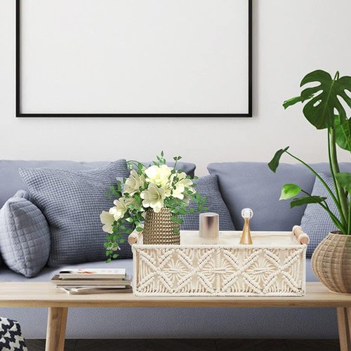 HOSROOME Macrame Storage Basket - Boho Decorative Organizing Baskets for Home Decor | Set of 2