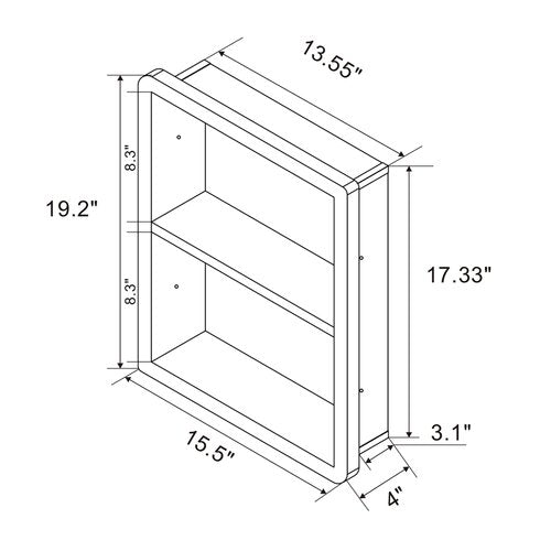 IDYLLOR Shower Niche 14x18, Recessed Medicine Cabinet Without Mirror, 304 Stainless Steel Bathroom Storage Cabinet with Shelf, Waterproof Wall Niche for Bathroom in Matte Black