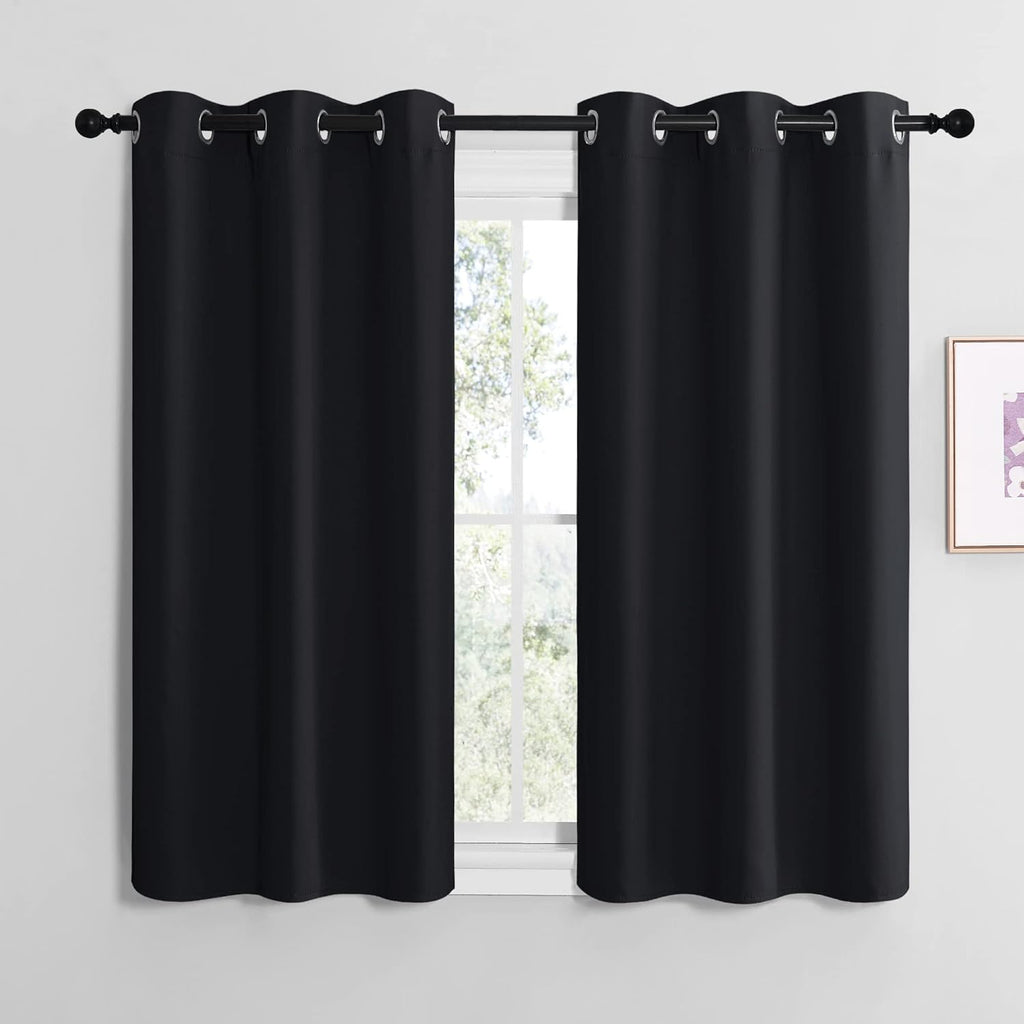NICETOWN Blackout Curtains - Thermal Insulated Grommet Drapes for Autumn/Winter | Set of 2, 42"x50", Black