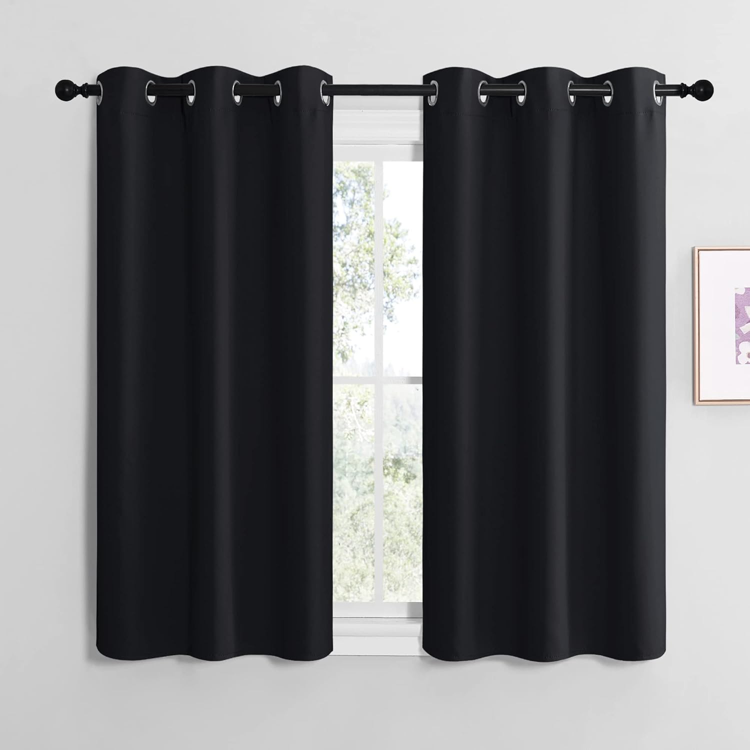 NICETOWN Blackout Curtains - Thermal Insulated Grommet Drapes for Autumn/Winter | Set of 2, 42"x50", Black