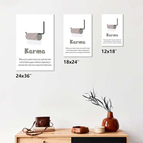 Jumong Bathroom Decor - Wall Art with Toilet Rules | Framed Canvas Sign (12x18 Inches)