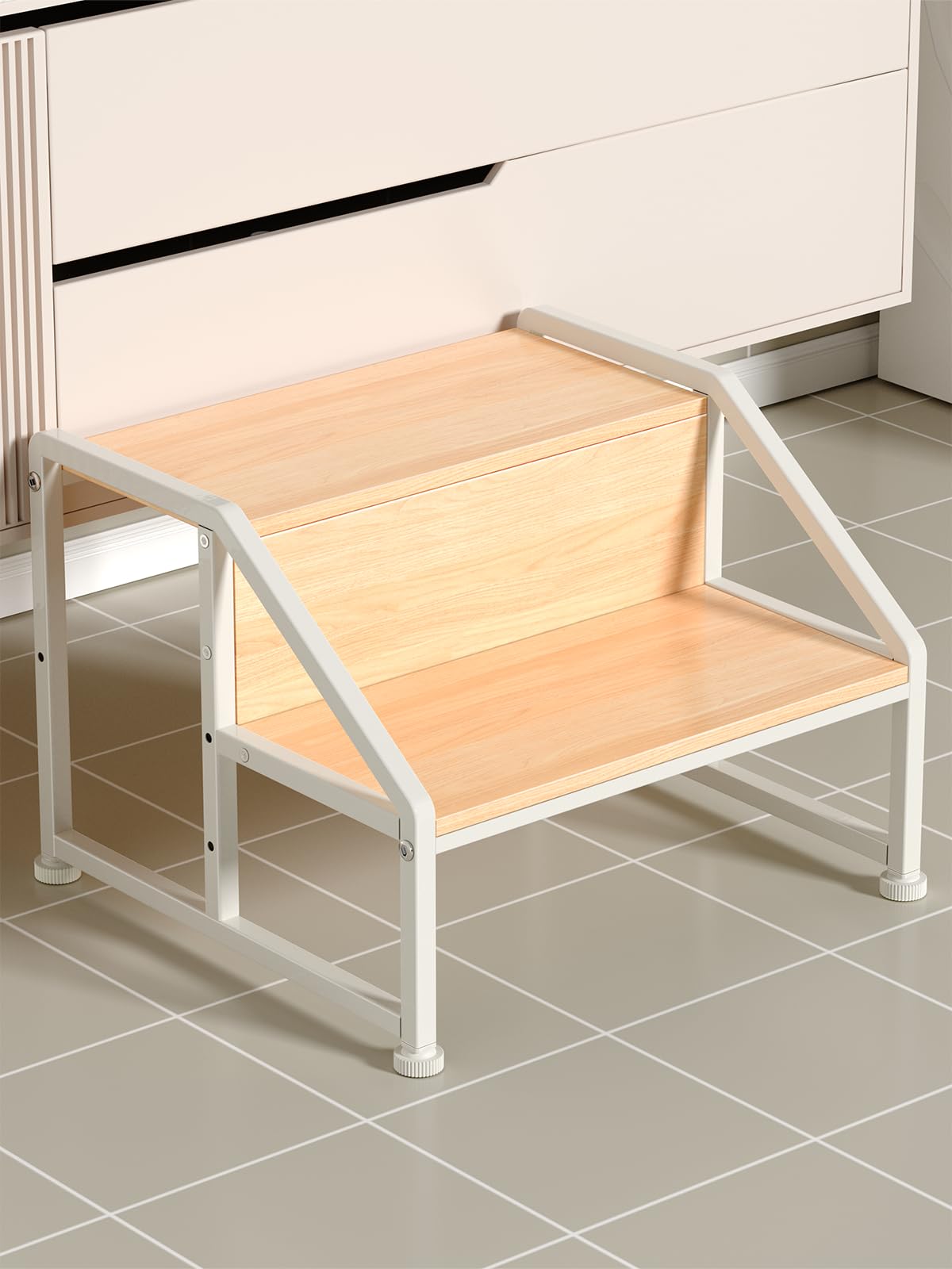 VBABY Toddler Step Stool for Kids, 2-in-1 Convertible Step Stool, Non-Slip Kids Potty Training Stool, Sturdy Wooden Step Stool for Bathroom, Kitchen & Sink