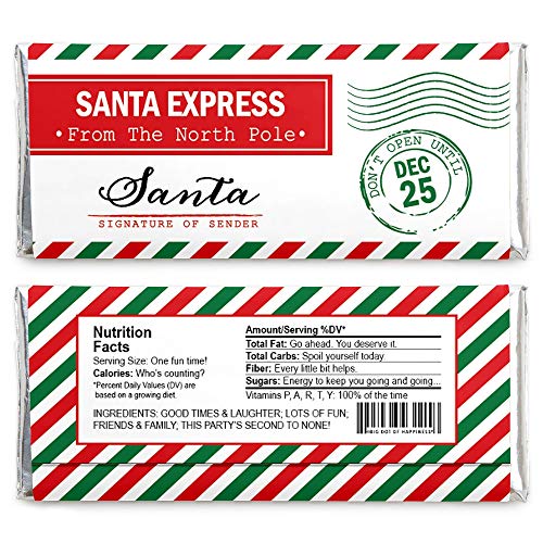 Santa's Special Delivery Candy Bar Wrappers Set of 24 - Christmas Party Favors