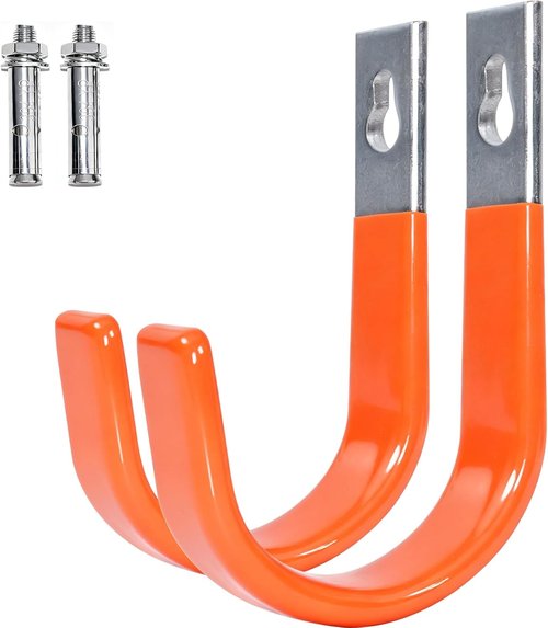 Heavy Duty Wall Hooks by [Brand Name] - Steel Utility Tool Organizer for Garage & Garden | 2-Pack, Orange