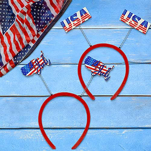 Hying 4th of July Patriotic Headbands 4-Pack American Flag Hair Hoops
