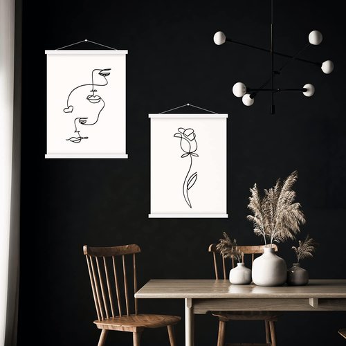 Benjia Magnetic Light Wood Poster Frame - 40" for Photos & Artwork | White, 1 Pack