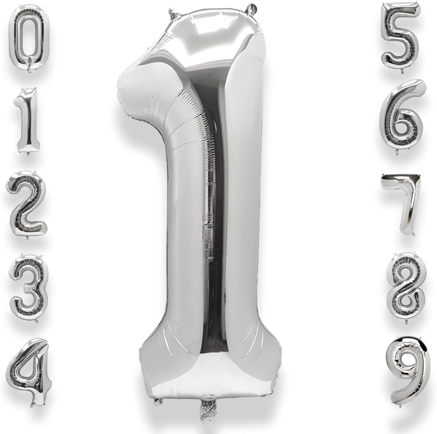 AULE 40-Inch Silver Foil Number Balloon | Jumbo 0-9 Helium Birthday Party Decor