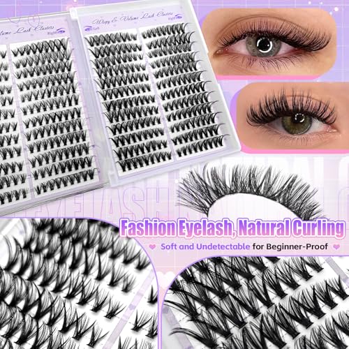 Holipet 432 Pcs DIY Lash Clusters Kit Wispy D Curl Extension Set