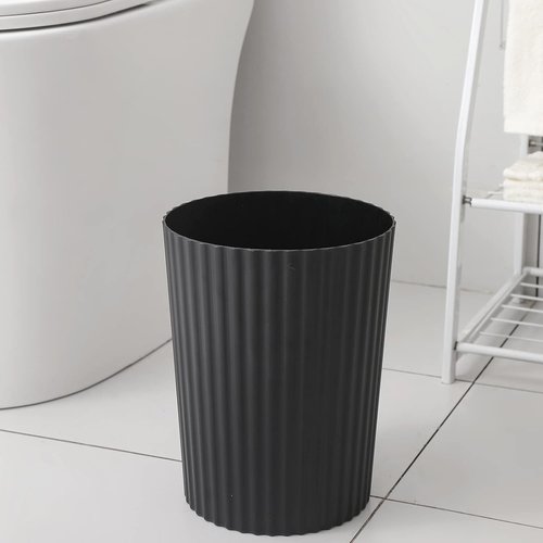 JiatuA Small Trash Can - Round Plastic Wastebasket for Bathroom, Kitchen, and Home Office - Black