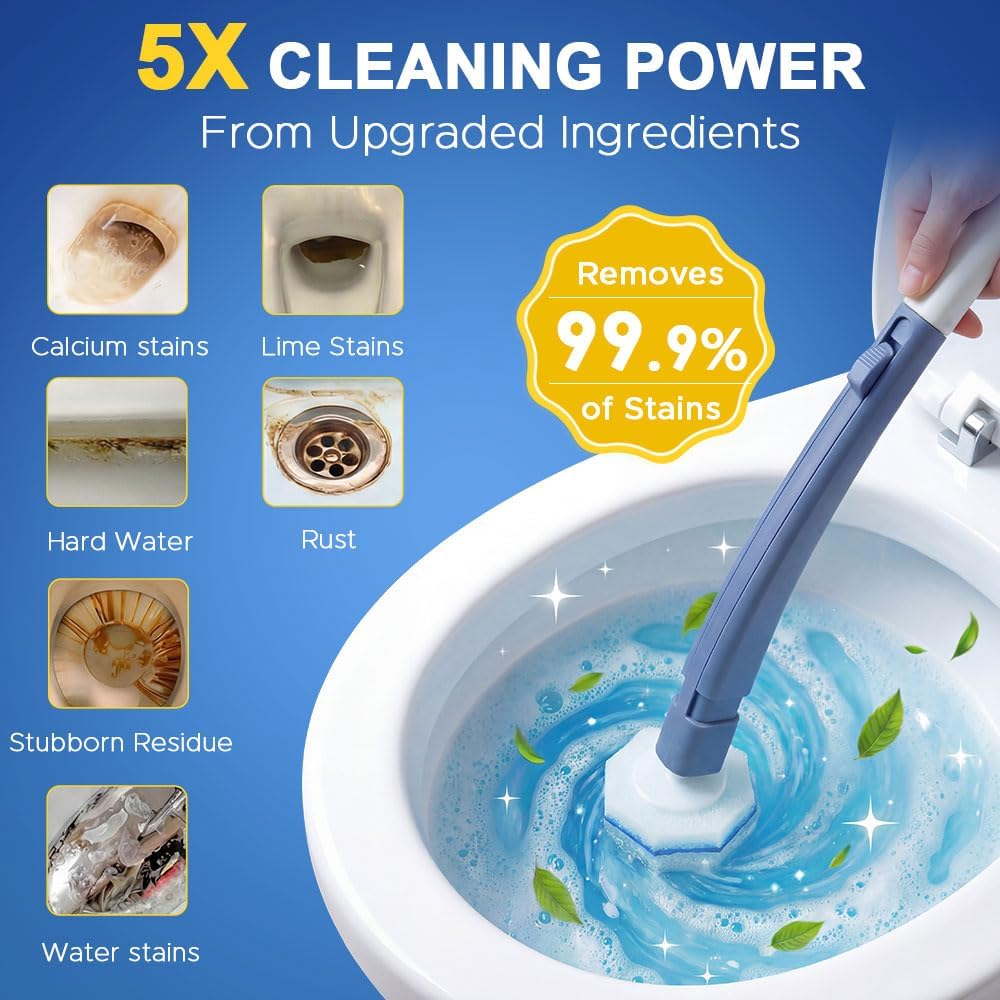 Roundsquare Disposable Toilet Bowl Cleaner - 40 Disinfecting Refill Heads & Wands | Complete Cleaning System