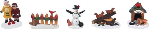 Christmas Village Figurines Set by [Brand Name] - 5-Piece Holiday Decoration for Indoor Displays | Ideal Gift