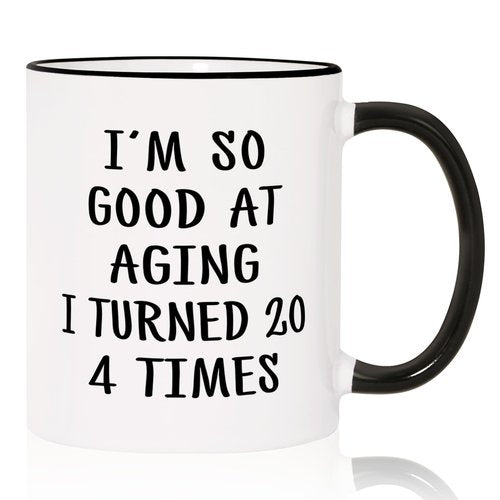 Aurahouse 80th Birthday Gifts for Women Men Mug, 80 Year Old Birthday Gifts for Women Men, Funny 80th Birthday Decoration Gift Ideas for Mom Dad Papa Aunt Grandma Grandpa, Turned 20 4 Times Coffee Cup