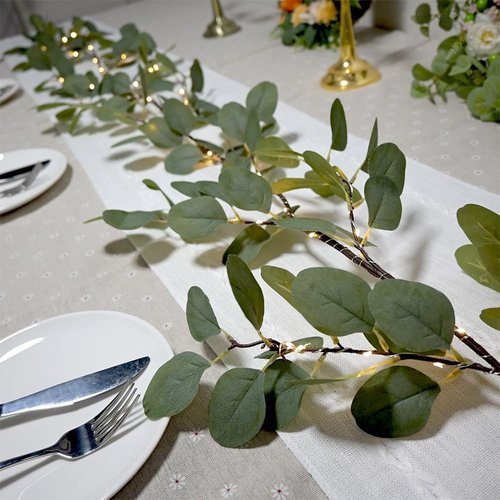 Eucalyptus Garland with 96 LED Lights - 6.56FT Battery Operated | 8 Modes & Timer for Home Decor