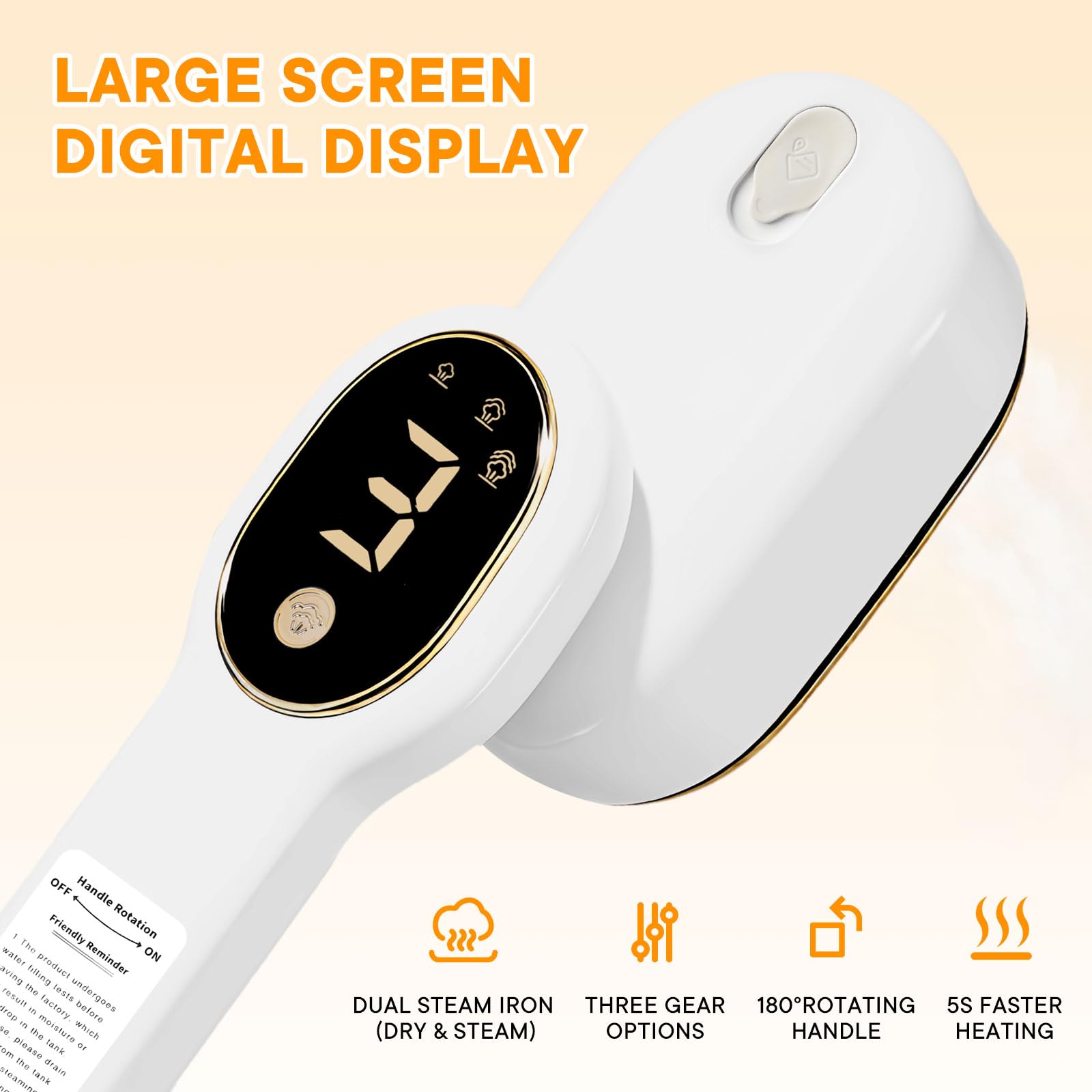 Smart Travel Steamer for Clothes, 1200W Handheld mini travel Steam All-in-One Portable Steamer Iron with LCD Display, 3 Steam Modes & 5s Fast Heat-up, Garment Steamer for Travel, Home, and Office